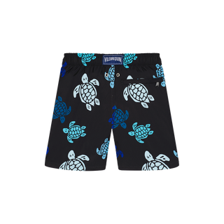 Black Multicolor Turtle Swim Trunks