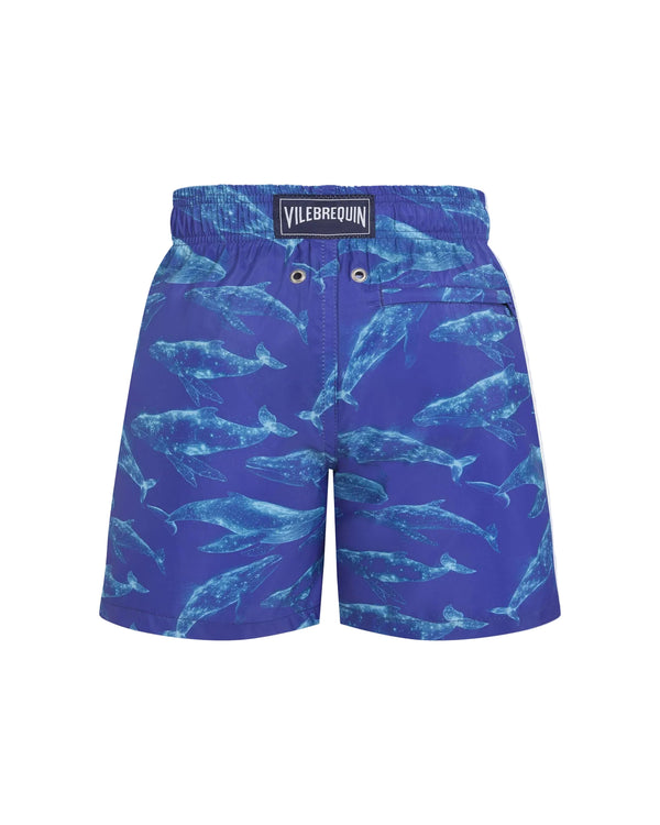 Blue Sparkling Whales Swim Trunk