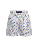 White Multicolor Mini Turtle Swim Trunk
