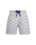White Multicolor Mini Turtle Swim Trunk