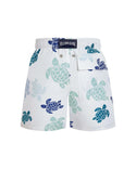 White with Blue Turtle Swim Trunk
