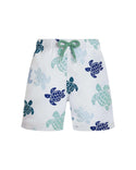 White with Blue Turtle Swim Trunk
