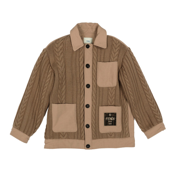 Camel FF Patch Knit Jacket