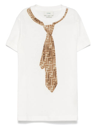 White FF Tie Print Tee