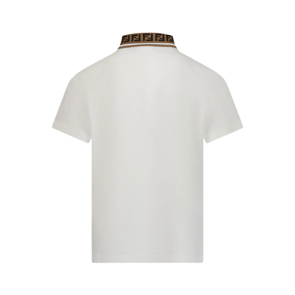 White FF Detailed Collar and Patch Polo