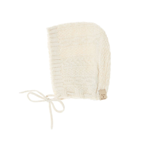 Off White Knitted Baby Bonnet