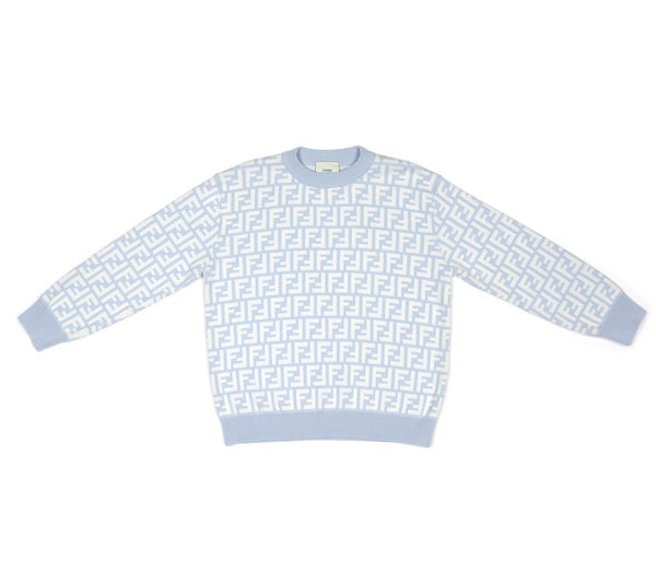 Blue and White FF Crewneck Sweater