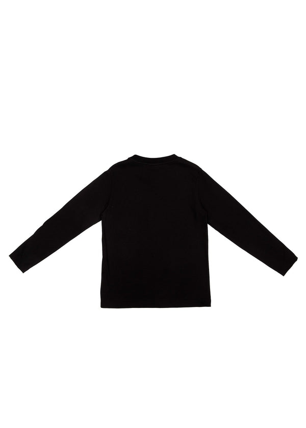 Black Long Sleeves Tee with Logo Graphic