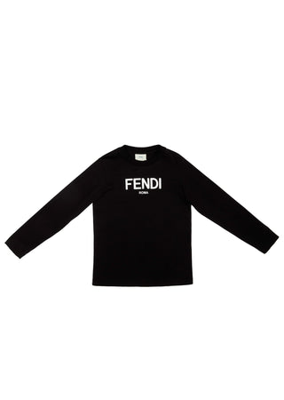 Black Long Sleeves Tee with Logo Graphic