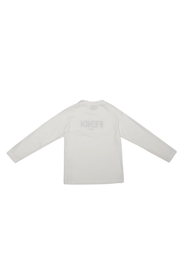 White Long Sleeves Tee with Logo Graphic