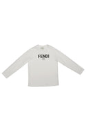 White Long Sleeves Tee with Logo Graphic