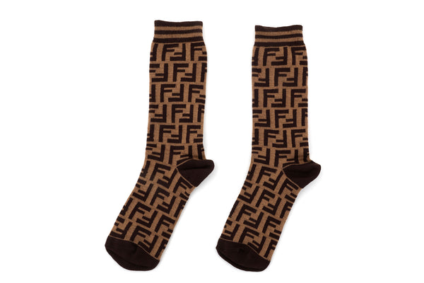 F Classic Brown Logo Socks