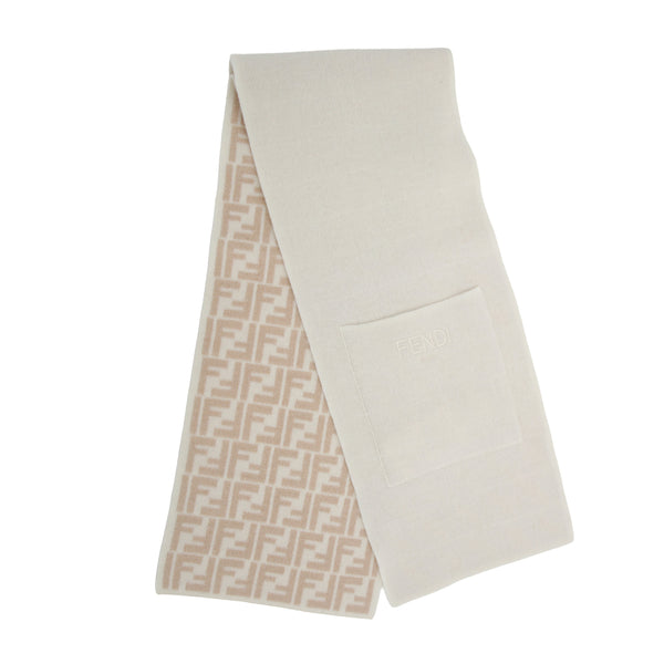 Beige FF Pocket Detail Scarf