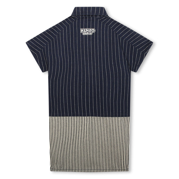 Blue Stripe Denim Dress with K P Pockets