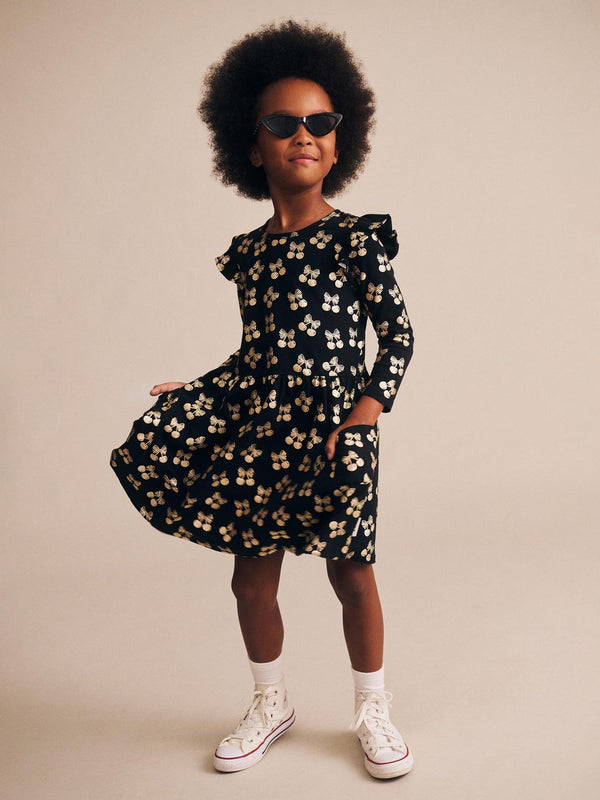 Black and Gold Cherry Pie Dress