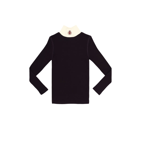 Plum Logo Rib Mock Neck