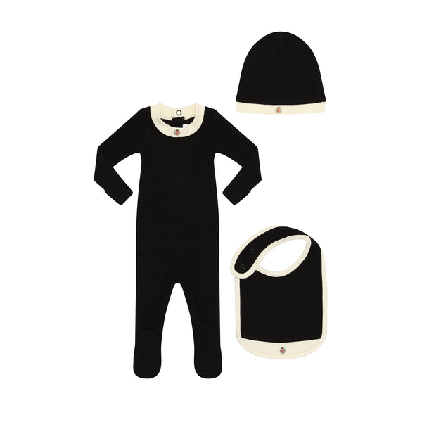 Black Rib Logo Footie 3 Pc Set