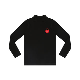 Black Solid Heart Logo Mockneck