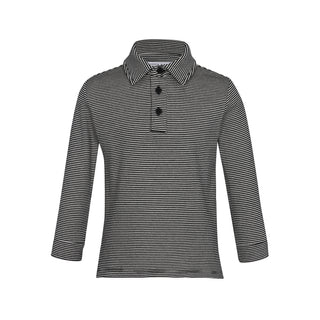 Black Ivory Striped Collar Polo