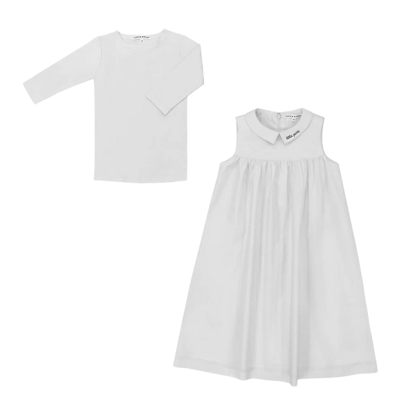 White Logo Collar Tee & Jumper Dress