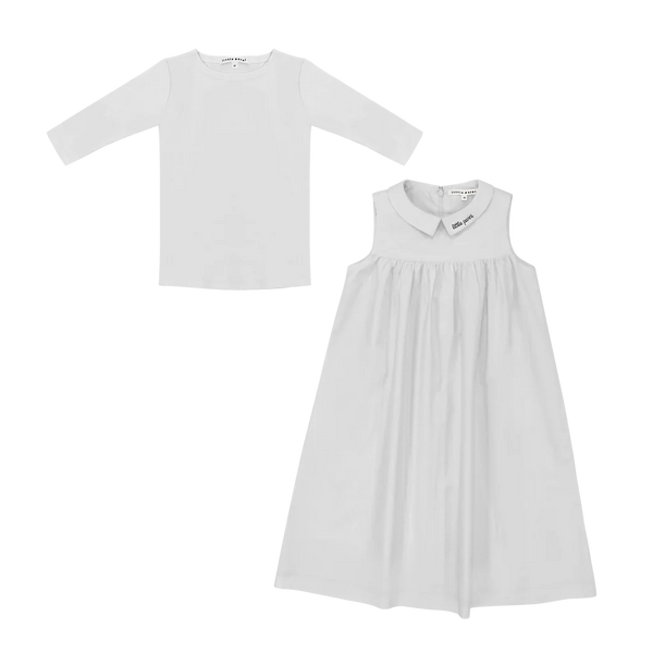 White Logo Collar Tee & Jumper Dress