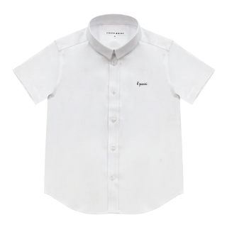 White and Black Short Sleeve Collar Shirt