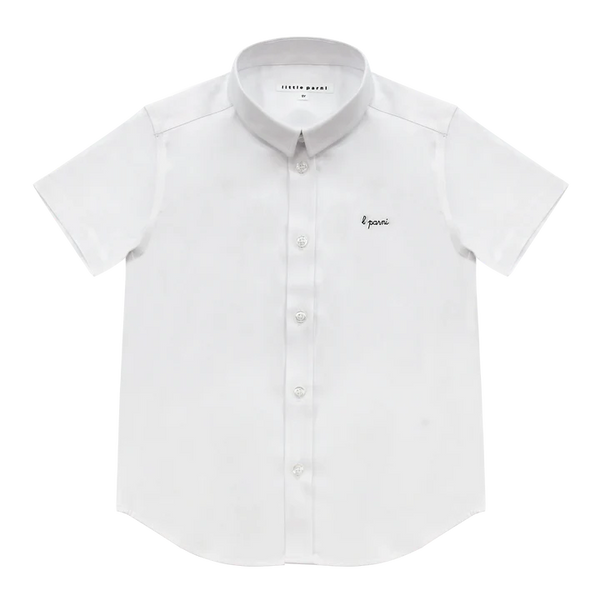 White and Black Short Sleeve Collar Shirt