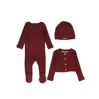 Burgundy Baby Rhinestone Set with Bonnet