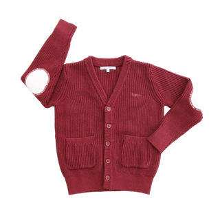 Burgundy Elbow Patch Cardigan