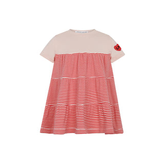 Coral and Pink Varsity Short Sleeve Dress
