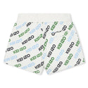 Ivory Shorts with Green and Blue Text