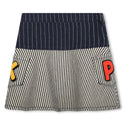 Denim Stripe Skirt with Pockets