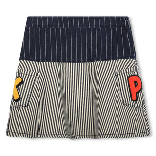 Denim Stripe Skirt with Pockets