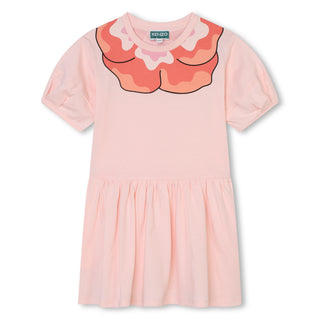 Peach Dress with Flower Neck