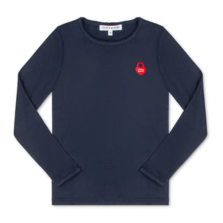 Navy Pico Trim Long Sleeve Tee