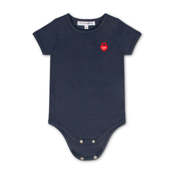 Navy Baby Pico Trim Onesie