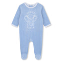 Pale Blue Velour Footie + Hat + Bib Set