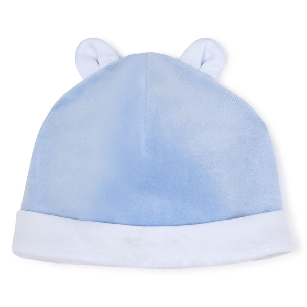 Pale Blue Velour Footie + Hat + Bib Set