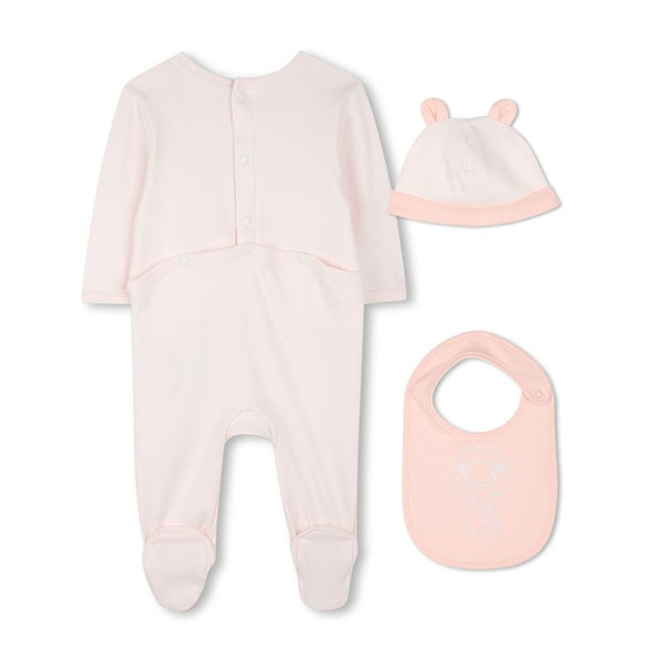 Pink Baby Footie + Hat + Bib Gift Set