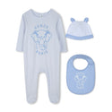 Pale Blue Baby Footie + Hat + Bib Gift Set