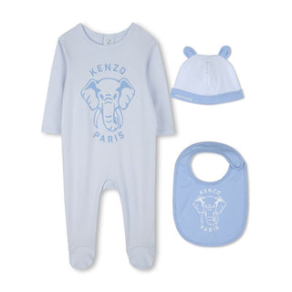 Pale Blue Baby Footie + Hat + Bib Gift Set