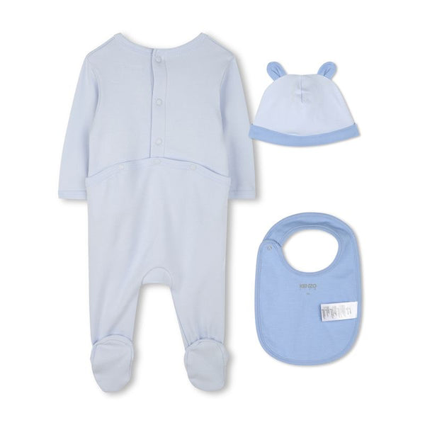 Pale Blue Baby Footie + Hat + Bib Gift Set