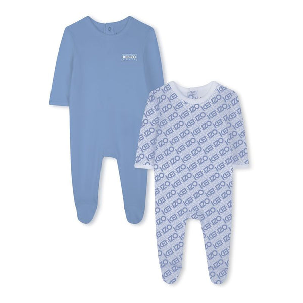 Pale Blue Baby Printed Footies 2 Pc Gift Set