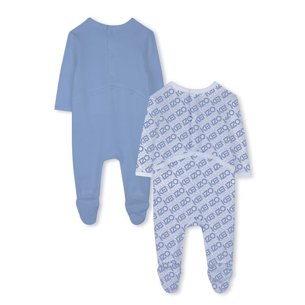 Pale Blue Baby Printed Footies 2 Pc Gift Set