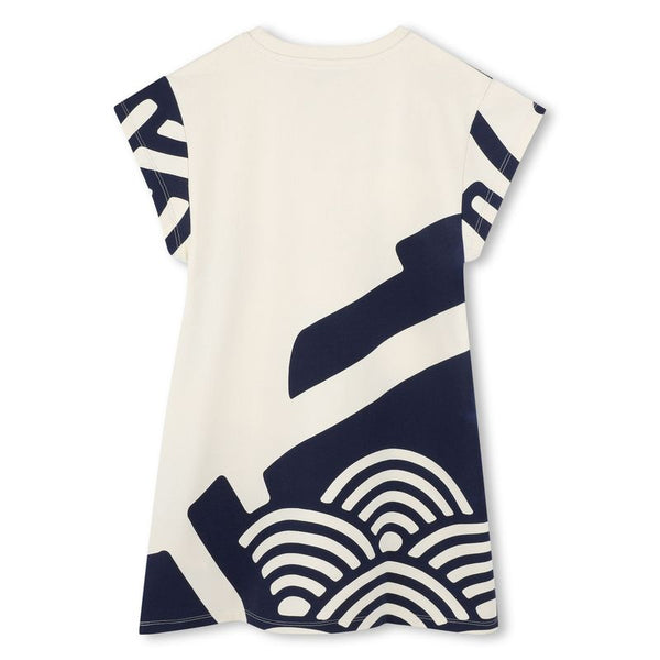 Sand and Navy Logo Wave Dress