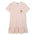 Sand and Red Stripe Fruit Logo Graphic Dress