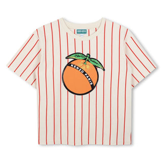 Sand and Red Stripe Fruit Logo Graphic Tee