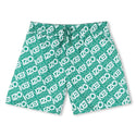 Dark Green Printed Logo Swim Trunks