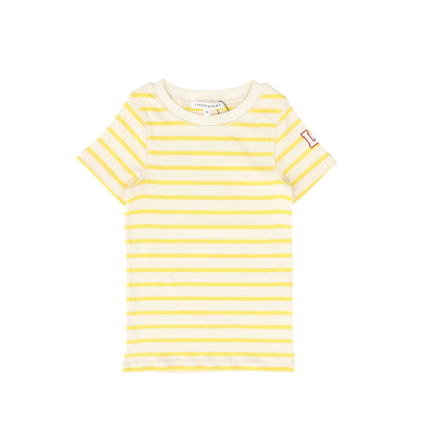 Yellow and Ivory Wide Striped Tee