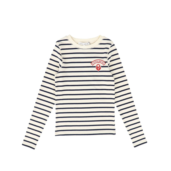 Navy and Ivory Wide Striped Long Sleeve Tee